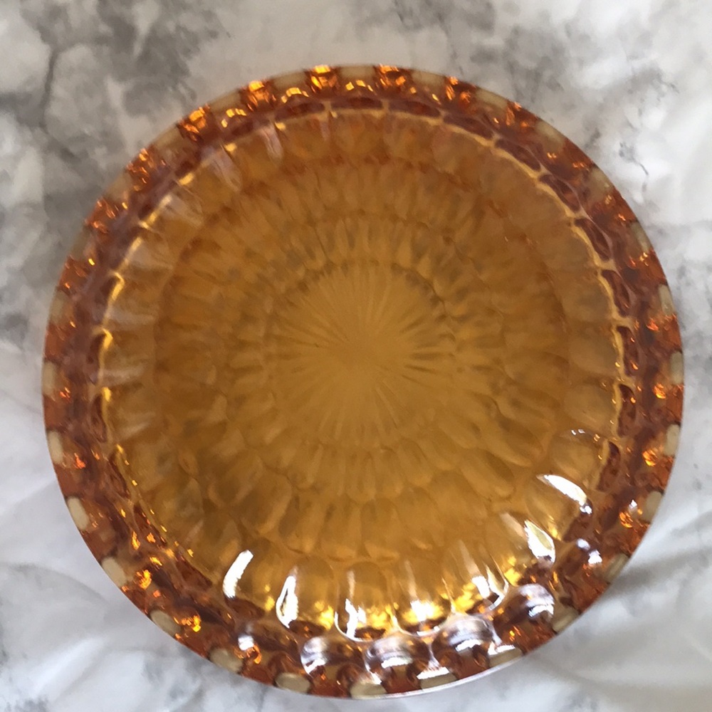 Vintage 1960's Amber Ribbed Edge Ashtray Deep Amber Scalloped - Picture 4 of 8
